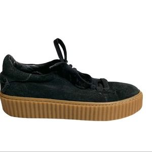 J/Slides NYC Black Suede Platform Creepers Sneakers Womens 8.5